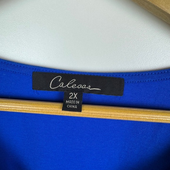 NWT Calessa Embroidered Tunic‎ Top Size 2X Blue Boho Hanky Hem Artsy Festival - Picture 6 of 9